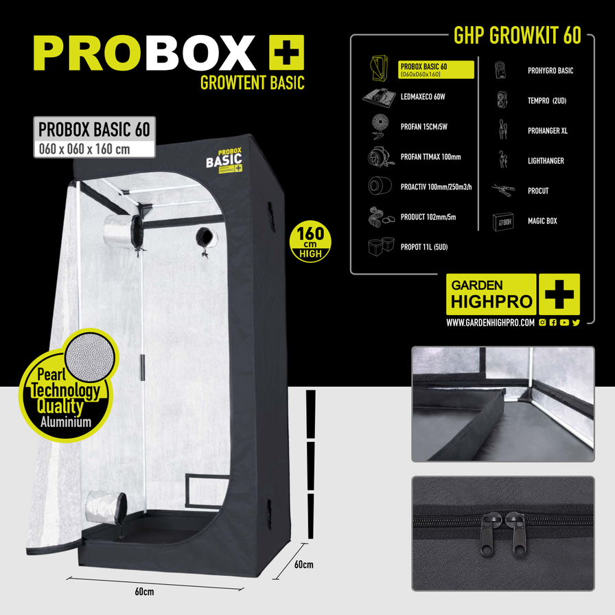 Growbox Komplettset 60x60 Growzubehör Lucky Hemp