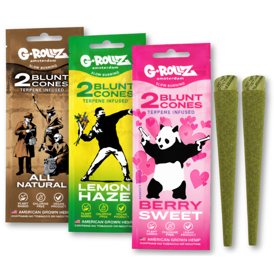 G-Rollz Banksy’s Graffiti Terpene-Infused Pre-rolled Hemp Cones Merchandise Lucky Hemp