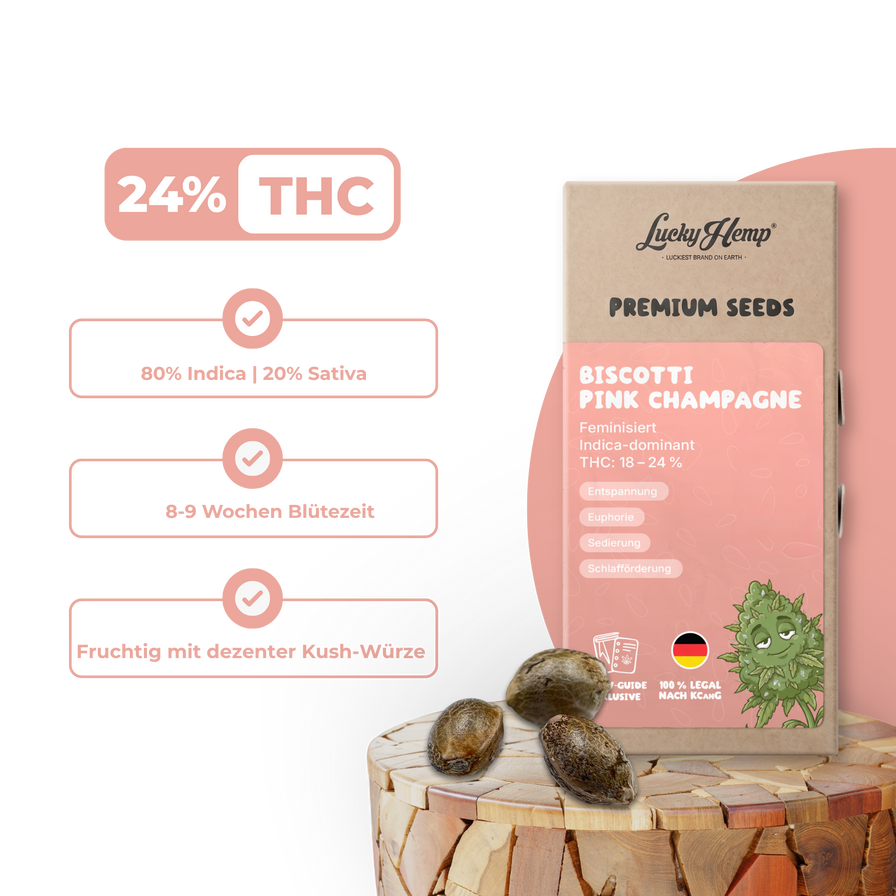 Biscotti Pink Champagne Samen Feminisiert Samen Lucky Hemp