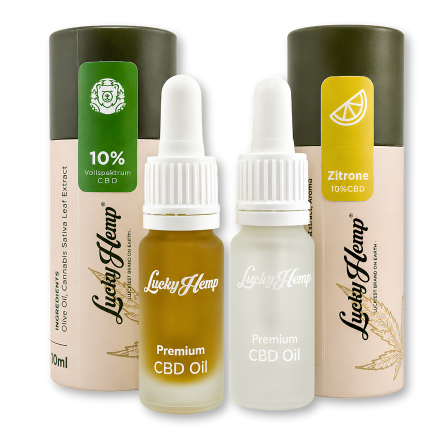 Probier-Set Aromaöl Zitrone + 10% Vollspektrum CBD-Öl Öle Lucky Hemp