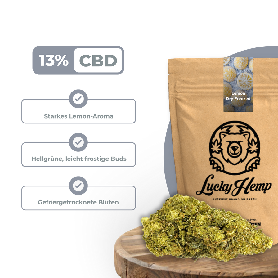 Dry Freezed Blüten Blüten Lucky Hemp Lemon Dry Freezed 5g