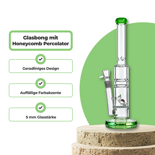 Glasbong mit Honeycomb Percolator 37 cm Merchandise Lucky Hemp