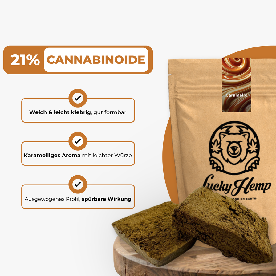 Caramello Hash Ökopack Blüten Lucky Hemp