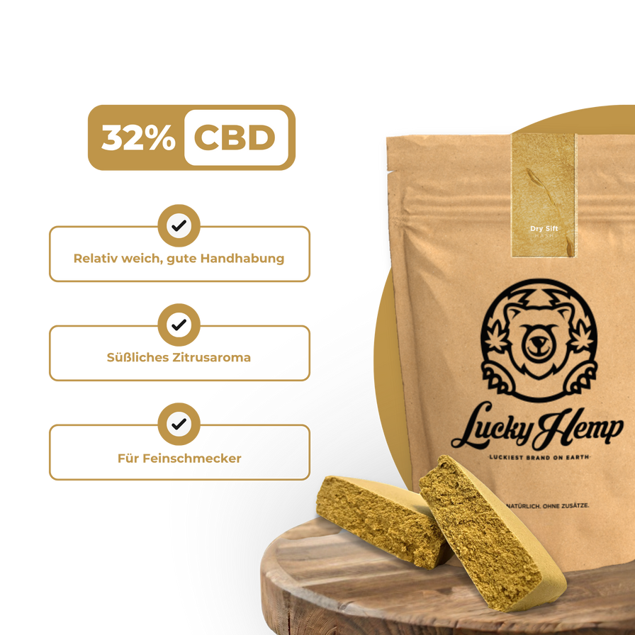 Dry Sift Hash Ökopack Blüten Lucky Hemp