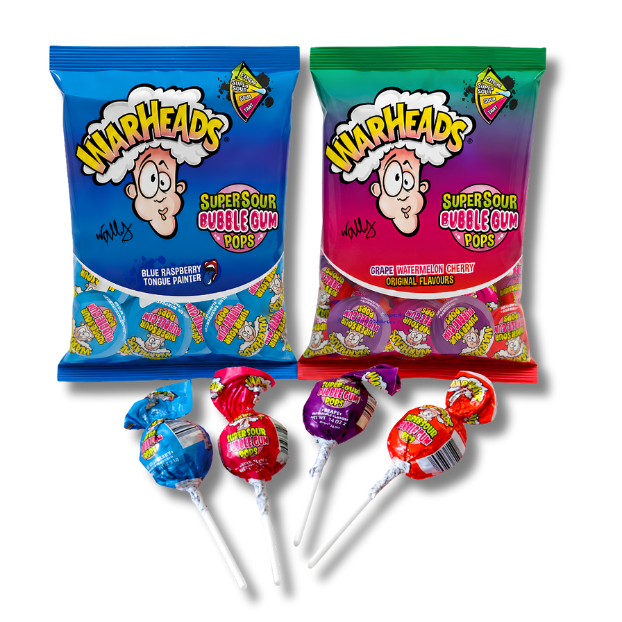 Warheads Super Sour Bubble Gum Pops snacks Lucky Hemp